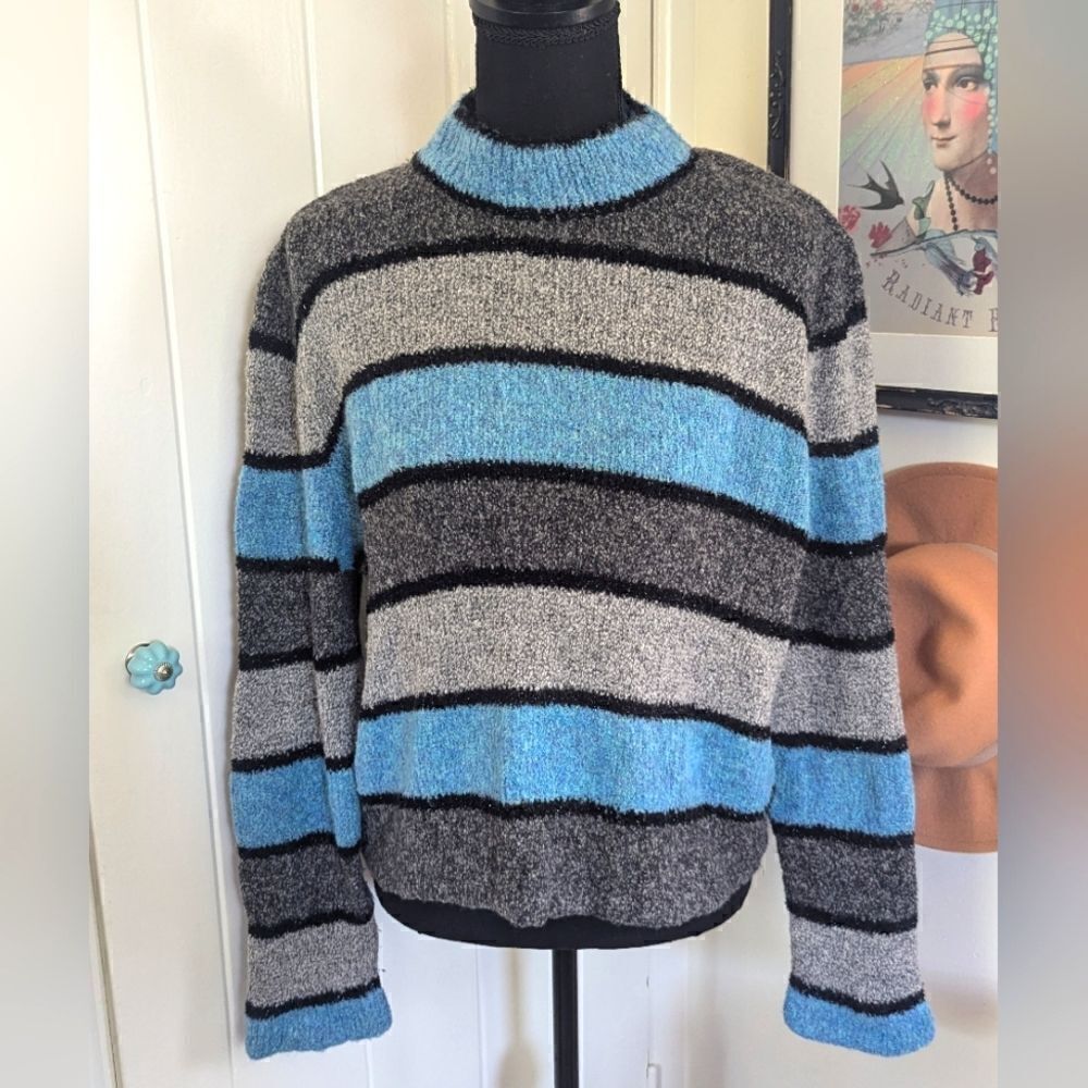 St. John Sport Y2K Striped Wool Cashmere Sweater MD Quiet Luxury 90s Maximalist